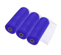 sourcing map 3pcs 10 Inch Poly Burlap Mesh for Wreath, Decorative Mesh Fabric Ribbon 10 Yard for Fall Easter Christmas Flower Bow, Blue