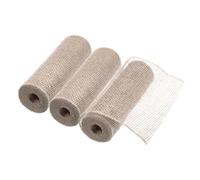 sourcing map 3pcs 10 Inch Poly Burlap Mesh for Wreath, Decorative Mesh Fabric Ribbon 6.4 Yard for Fall Easter Christmas Flower Bow, Dark Khaki