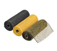 sourcing map 3pcs 10 Inch Poly Burlap Mesh for Wreath, Decorative Mesh Fabric Ribbon 6.4 Yard for Fall Easter Christmas Flower Bow, Black/Yellow/Dark Yellow