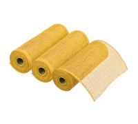 sourcing map 3pcs 10 Inch Poly Burlap Mesh for Wreath, Decorative Mesh Fabric Ribbon 6.4 Yard for Fall Easter Christmas Flower Bow, Yellow