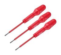 sourcing map 3pcs 1000v Insulated Electrician Screwdriver 3x75mm CR-V Magnetic Slotted Flat Head Insulation Screwdrivers, Red