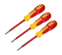 sourcing map 3pcs 1000v Insulated Electrician Screwdriver 5x100mm CR-V Magnetic Slotted Flat Head Insulation Screwdrivers
