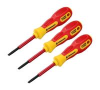 sourcing map 3pcs 1000v Insulated Electrician Screwdriver 5x75mm CR-V Magnetic Slotted Flat Head Insulation Screwdrivers