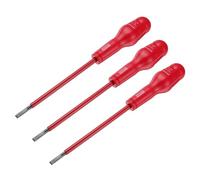 sourcing map 3pcs 1000v Insulated Electrician Screwdriver 6x150mm CR-V Magnetic Slotted Flat Head Insulation Screwdrivers, Red