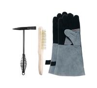 sourcing map 3pcs 11.3" Welding Chipping Hammer with Coil Spring Handle and 10.6" Welding Steel Wire Brush Copper-Plated & 16" Welding Gloves Slag Remove Tool