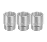 sourcing map 3pcs 12 Points Socket 3/4" Drive 31mm Metric Shallow Impact Socket 2.2" (55mm) Long 40CR-V Steel Zinc Plating for Home Auto Nuts Bolts Repair