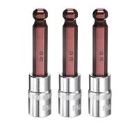 sourcing map 3pcs 12mm Ball End Hex Bit Socket 1/2" Square Drive Metric Extension Impact Bit Power Nut Driver Set S2 & CR-V Steel Socket Ratchet Wrench Bits