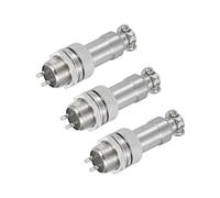 sourcing map 3Pcs 2 Pin GX12 Aviation Connector 125V 5A 16mm Socket Metal Circular Plug Connector with Male Female Plug for Trailers, Drones, Industrial Equipment, Silver