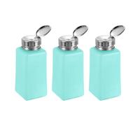 sourcing map 3PCS 250ML(8.5oz) Push Down Alcohol Dispenser Pump Liquid Press Empty Bottles Refillable Container for Cleanser Nail Polish Remover, Green