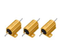 sourcing map 3pcs 25W 0.05 Ohm 5% Aluminum Housing Case Resistor, Wirewound Resistors Screw Tap Chassis Mounted, Gold