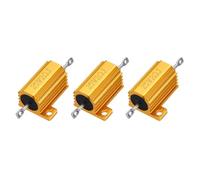 sourcing map 3pcs 25W 2 Ohm 5% Aluminum Housing Case Resistor, Wirewound Resistors Screw Tap Chassis Mounted, Gold