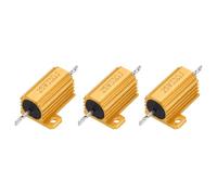 sourcing map 3pcs 25W 33 Ohm 5% Aluminum Housing Case Resistor, Wirewound Resistors Screw Tap Chassis Mounted, Gold