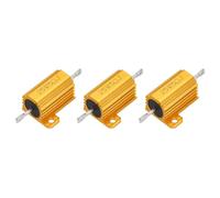 sourcing map 3pcs 25W 5 Ohm 5% Aluminum Housing Case Resistor, Wirewound Resistors Screw Tap Chassis Mounted, Gold