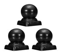sourcing map 3Pcs 2x2in Fence Post Caps, Decorative Ball Top Dome Iron Deck Post Cap Cover Waterproof Fit for Outdoor Square Metal Wood Fence Deck Mailbox Patio, Black