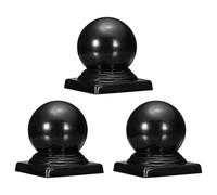 sourcing map 3Pcs 3.1x3.1in Fence Post Caps, Decorative Ball Top Dome Iron Deck Post Cap Cover Waterproof Fit for Outdoor Square Metal Wood Fence Deck Mailbox Patio, Black