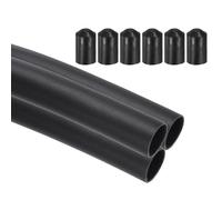 sourcing map 3Pcs 3.28 ft 4:1 Ratio Heat Shrink Tubing, 0.94" ID Wire Heat Shrink Tube with End Cap, Waterproof Tubing Adhesive Shrinkable Wire Wrap Tube for Cable Sealing, Black