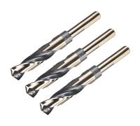sourcing map 3Pcs 3/4" Drill Bit 1/2" Reduced Shank M35 Cobalt 5% High-Speed Steel Twist Black and Gold Finish 135° Drill for Hard Metal Stainless Steel