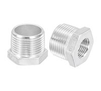 sourcing map 3Pcs 3/4" Male to 3/8" Female NPT 304 Stainless Steel Reducer Hex Bushing, Reducing Cast Pipe Adapter Fitting for Industrial, Oil/Gas, Water, HVAC, and Plumbing Systems