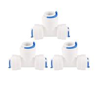 sourcing map 3pcs 3/8 Inch to 1/4 Inch Tube OD Tee-type Quick Connect Water Purifiers Tube Fittings Push Connector Water Hose for RO Reverse Osmosis System