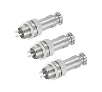 sourcing map 3Pcs 3 Pin GX12 Aviation Connector 125V 5A 16mm Socket Metal Circular Plug Connector with Male Female Plug for Trailers, Drones, Industrial Equipment, Silver