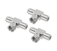 sourcing map 3pcs 3 Way Coaxial Connector F Male to 2 F Female Adapter 75 Ohm RG6 Waterproof for Antenna, TV, Video, Satellite Receiver, Cable Box, VCR, DVD Player