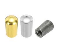 sourcing map 3Pcs 3 Way Guitar Toggle Switch Tip, M3.5 Brass Threaded Toggle Pickup Switch Knob Tip for LP Electric Guitar Replacement Parts, Dark Silver/Silver/Gold