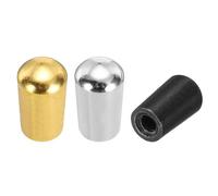 sourcing map 3Pcs 3 Way Guitar Toggle Switch Tip, M4 Brass Threaded Toggle Pickup Switch Knob Tip for LP Electric Guitar Replacement Parts, Black/Silver/Gold