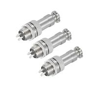sourcing map 3Pcs 4 Pin GX12 Aviation Connector 125V 5A 16mm Socket Metal Circular Plug Connector with Male Female Plug for Trailers, Drones, Industrial Equipment, Silver