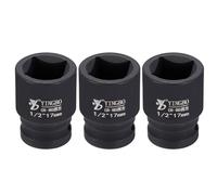 sourcing map 3pcs 4 Point Square Socket 1/2" Drive 17mm Metric Square Impact Socket 1.6" (40mm) Long 40CR Steel Phosphating Standard Wheel Sleeve Tool for Auto Repair Mechanical Home Use