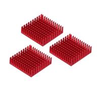 sourcing map 3Pcs 40x40x11mm Heatsink Aluminum Radiator Heat Sink Cooling with Fixed Sticker for Chip CPU, Power Transistor, FET, IC, Power Amplifier,Red