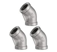 sourcing map 3pcs 45 Degree Elbow Cast Pipe Fitting 3/8" NPT Female 304 Stainless Steel Elbow Fitting Thread Connector for Water Fuel Air Plumbing Applications