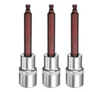 sourcing map 3pcs 5mm Ball End Hex Bit Socket 1/2" Square Drive Metric Extension Impact Bit Power Nut Driver Set S2 & CR-V Steel Socket Ratchet Wrench Bits