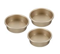 sourcing map 3pcs 6 Inch Round Cake Pans, Non-Stick Cheese Cake Pans with Removable Bottom Leak Proof Cake Baking Pans for Birthday Wedding Cakes Baking, Gold