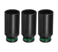 sourcing map 3Pcs 6 Point Deep Impact Socket 1/2" Drive 27mm Metric CR-V Steel Spindle Axle Hex Nut Bolt Sockets 3" Long for Auto Machine Repair, Green Black