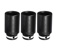 sourcing map 3Pcs 6 Point Deep Impact Socket 1/2" Drive 32mm Metric CR-V Steel Spindle Axle Hex Nut Bolt Sockets 3" Long for Auto Machine Repair, White Black