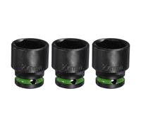 sourcing map 3Pcs 6 Point Shallow Impact Socket 1/2" Drive 27mm Metric CR-V Steel Spindle Axle Hex Nut Bolt Sockets 1.7" Long for Auto Machine Repair, Green Black