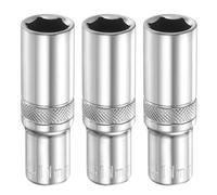 sourcing map 3pcs 6 Points Deep Socket 1/4" Drive 11mm Deep Metric CR-V Steel Polished Nickel Plating Flip Sleeve 50mm / 2" Extra Long Socket Tool for Home Auto Nuts Bolts Repair