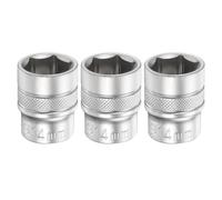 sourcing map 3pcs 6 Points Deep Socket 1/4" Drive 14mm Deep Metric CR-V Steel Polished Nickel Plating Flip Sleeve 25mm / 1" Extra Long Socket Tool for Home Auto Nuts Bolts Repair