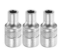 sourcing map 3pcs 6 Points Deep Socket 1/4" Drive 4.5mm Deep Metric CR-V Steel Polished Nickel Plating Flip Sleeve 25mm / 1" Extra Long Socket Tool for Home Auto Nuts Bolts Repair