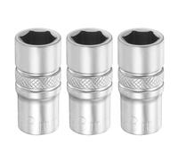 sourcing map 3pcs 6 Points Deep Socket 1/4" Drive 8mm Deep Metric CR-V Steel Polished Nickel Plating Flip Sleeve 25mm / 1" Extra Long Socket Tool for Home Auto Nuts Bolts Repair