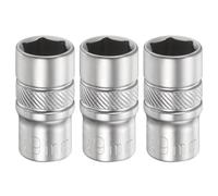 sourcing map 3pcs 6 Points Deep Socket 1/4" Drive 9mm Deep Metric CR-V Steel Polished Nickel Plating Flip Sleeve 25mm / 1" Extra Long Socket Tool for Home Auto Nuts Bolts Repair