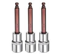 sourcing map 3pcs 6mm Ball End Hex Bit Socket 1/2" Square Drive Metric Extension Impact Bit Power Nut Driver Set S2 & CR-V Steel Socket Ratchet Wrench Bits