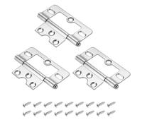 sourcing map 3Pcs 76 x 35mm Non Mortise Butterfly Hinge, Removable Loose Pin Hinge, Iron Cabinet Hinges with Mounting Screws for Doors, Windows, Furniture, Mobile Home/RV, White Nickel