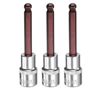 sourcing map 3pcs 8mm Ball End Hex Bit Socket 1/2" Square Drive Metric Extension Impact Bit Power Nut Driver Set S2 & CR-V Steel Socket Ratchet Wrench Bits