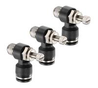 sourcing map 3pcs Air Flow Control Valve 10mm Tube OD x 1/4" PT Thread Push to Connect Fitting Air Line Fitting Elbow 90 Degree Speed Control Valve Adapter Fitting