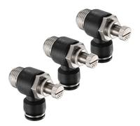 sourcing map 3pcs Air Flow Control Valve 12mm Tube OD x 1/2" PT Thread Push to Connect Fitting Air Line Fitting Elbow 90 Degree Speed Control Valve Adapter Fitting