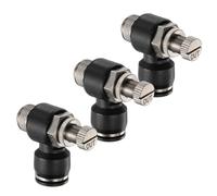 sourcing map 3pcs Air Flow Control Valve 12mm Tube OD x 3/8" PT Thread Push to Connect Fitting Air Line Fitting Elbow 90 Degree Speed Control Valve Adapter Fitting