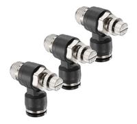 sourcing map 3pcs Air Flow Control Valve 8mm Tube OD x 1/4" PT Thread Push to Connect Fitting Air Line Fitting Elbow 90 Degree Speed Control Valve Adapter Fitting
