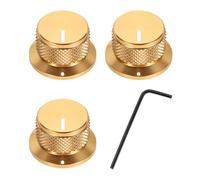sourcing map 3Pcs Aluminium Knurled Potentiometer Knobs 1/4" Volume Tone Control Top Hat Knob for Guitar Instruments Audio Mixer Amplifier Gold