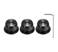 sourcing map 3Pcs Aluminium Potentiometer Knobs 1/4" Volume Tone Control Top Hat Knobs for Guitar Instruments Audio Mixer Amplifier with Polished Edge and Indicator Black